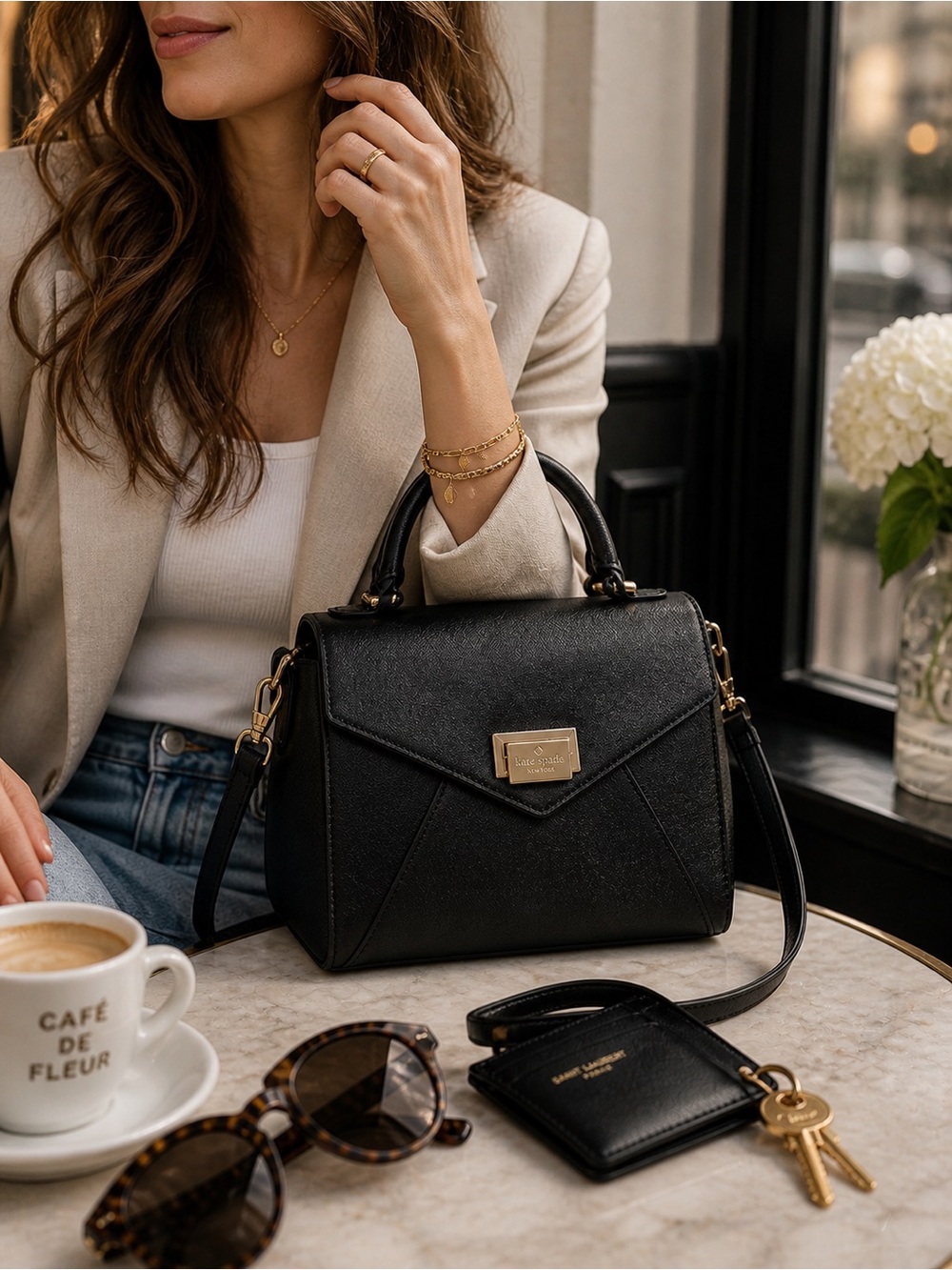 Kate Spade Black Leather & Suede Satchel ✨ NWT Structured Luxe